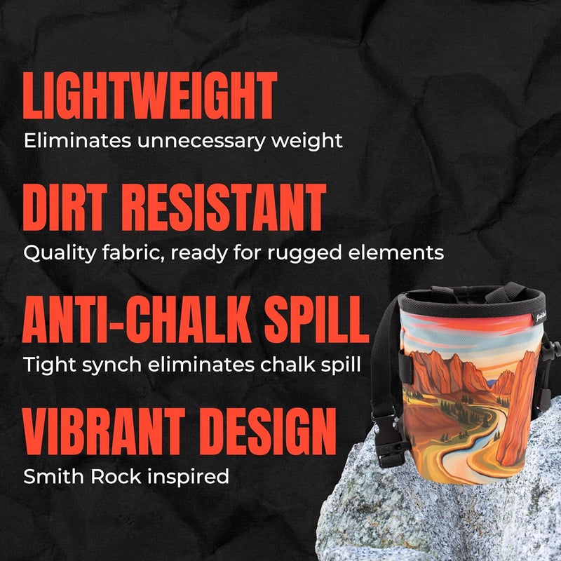 Gnarly Dood Rock Climbing Chalk Bag | for Outdoor, Gym, & Bouldering | Adjustable Waist Belt, Durable Drawstring Closure, & Zippered Pocket - Image 4